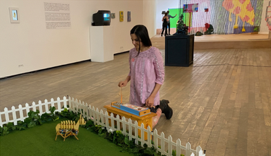 Bambi-Bot en Fundación Proa Bambi-Bot en el marco de la exhibición "Arte en Juego" en Fundación Proa. (18 de enero de 2022)