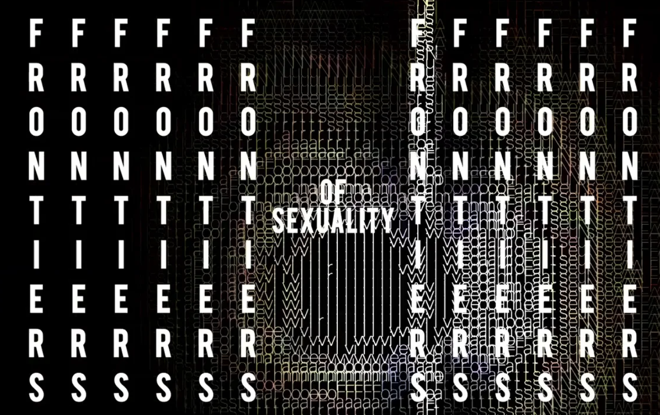 V - H O L E Diseño tipográfico con las palabras “Frontiers of Sexuality”.