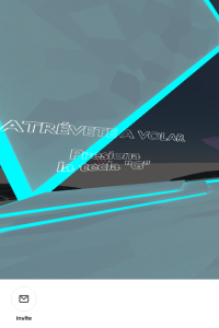 Pantalla virtual con el título “Ventanas distópicas” dentro de un entorno 3D.